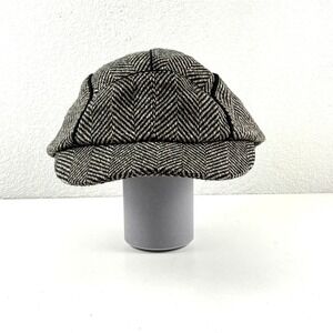 Jessica Simpson Newsboy Cap Womens One Size Brown Herringbone Tweed Hat Preppy